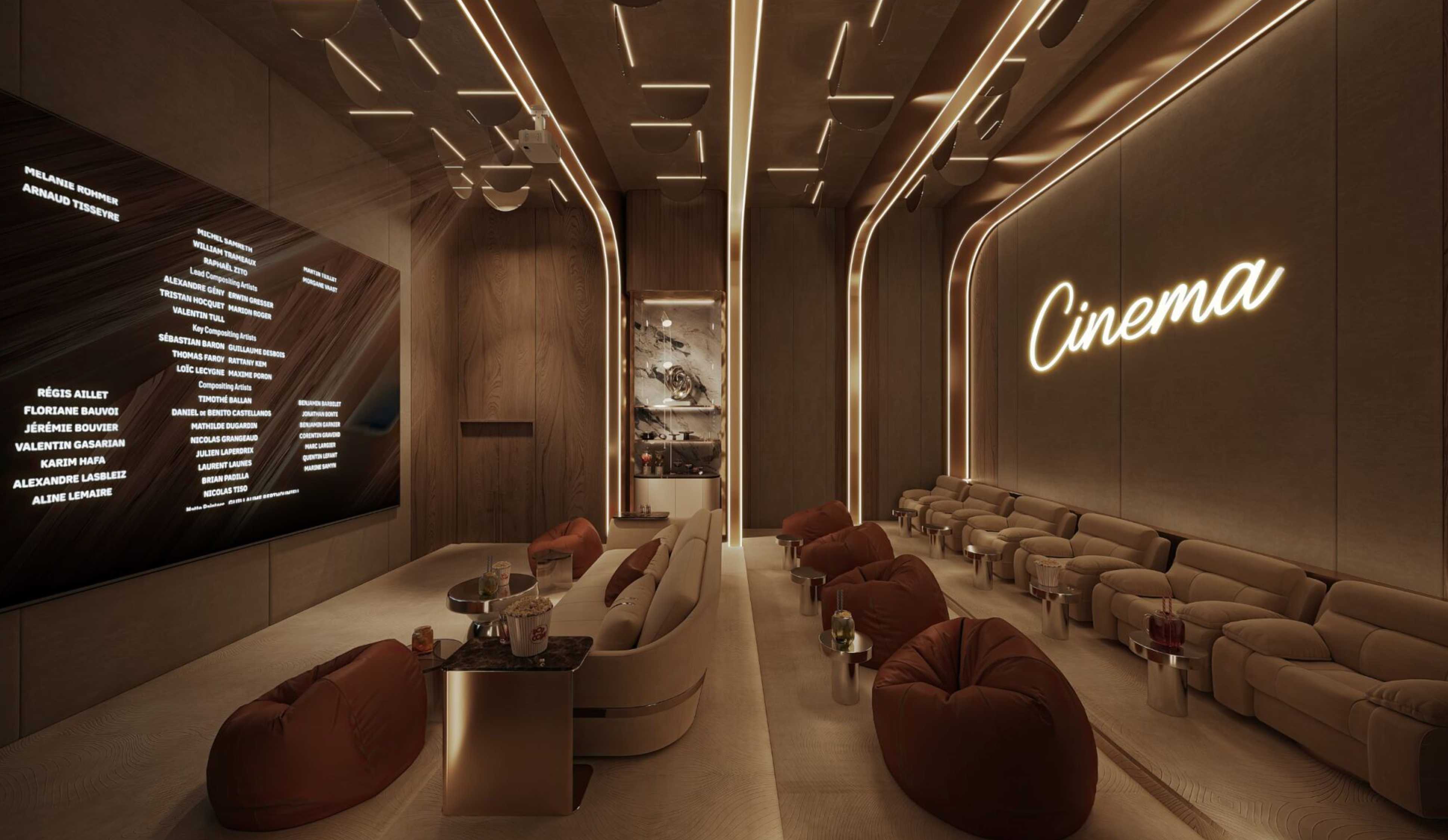 Private cinema with luxury seating