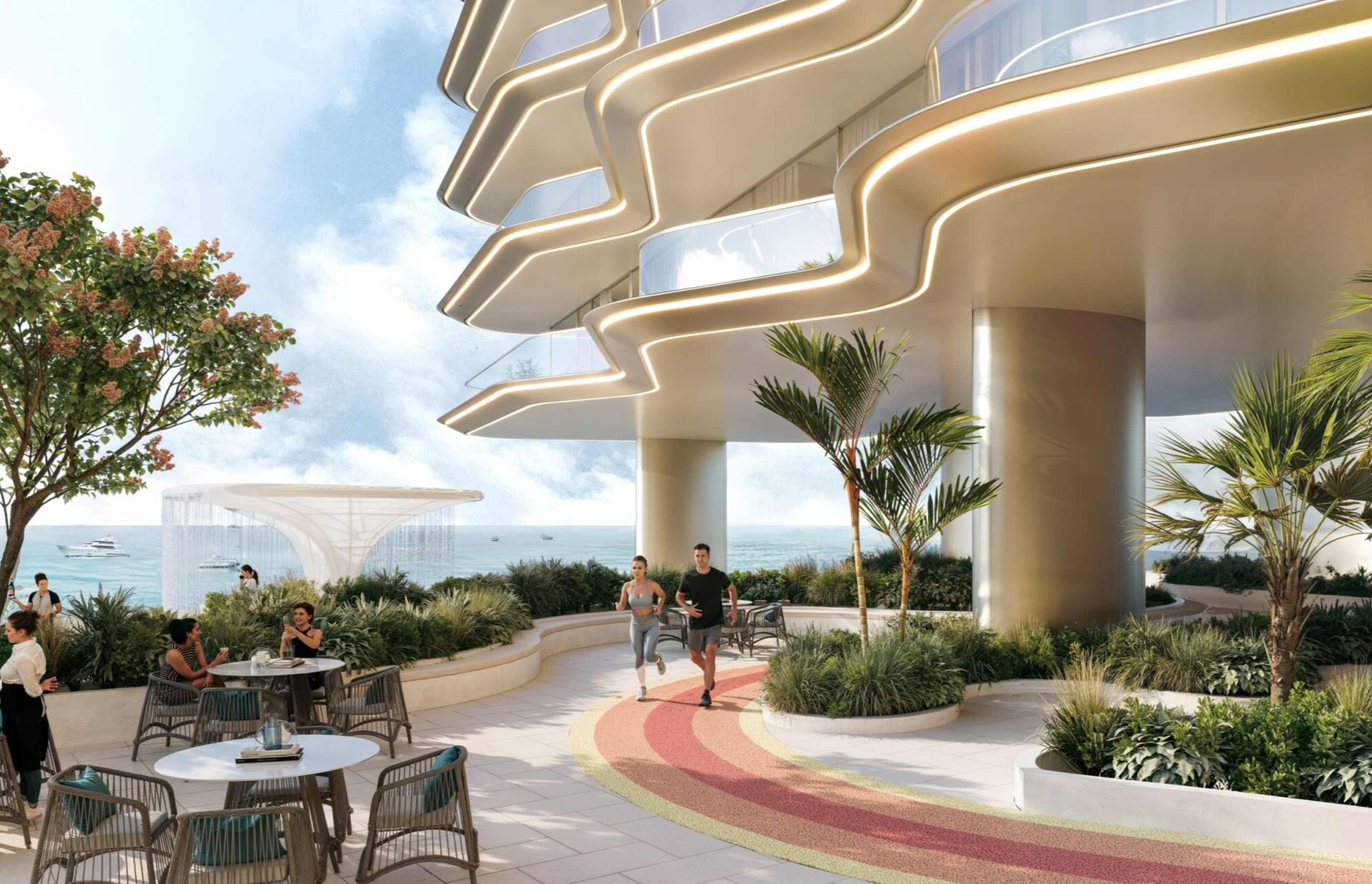 Outdoor jogging track with ocean views