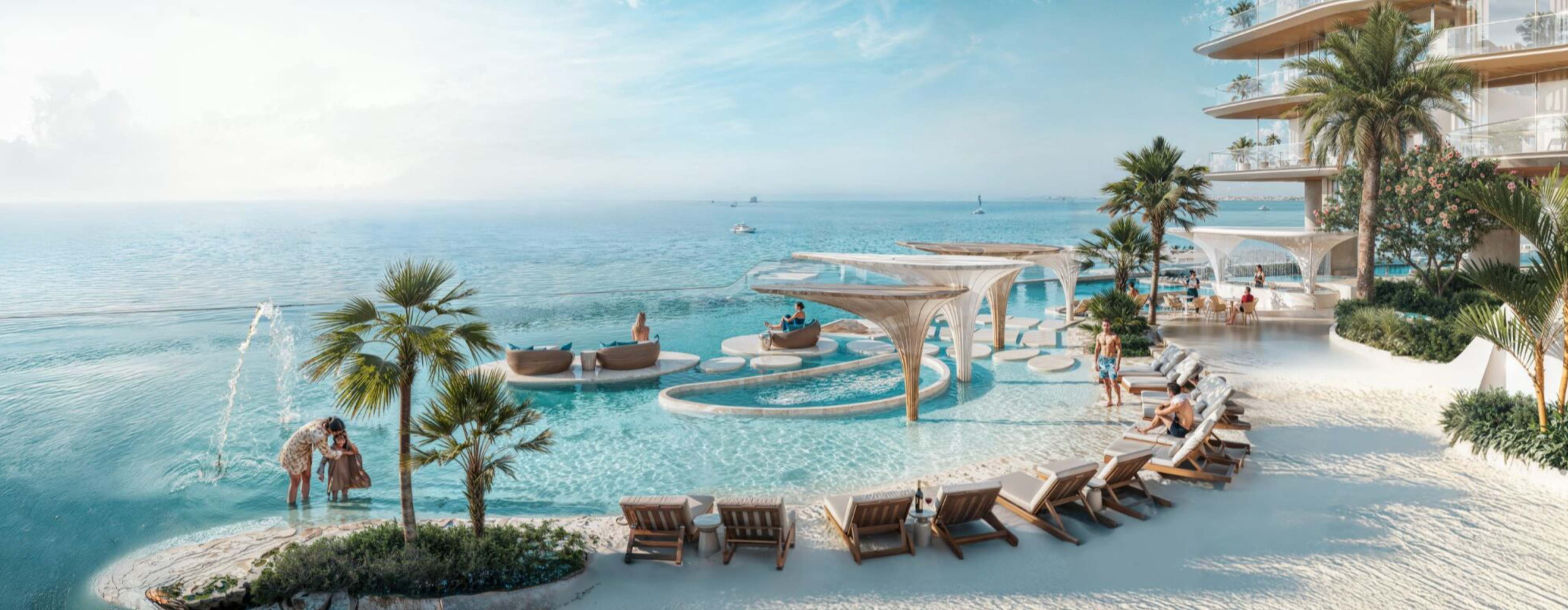 Infinity pool with waterfront access