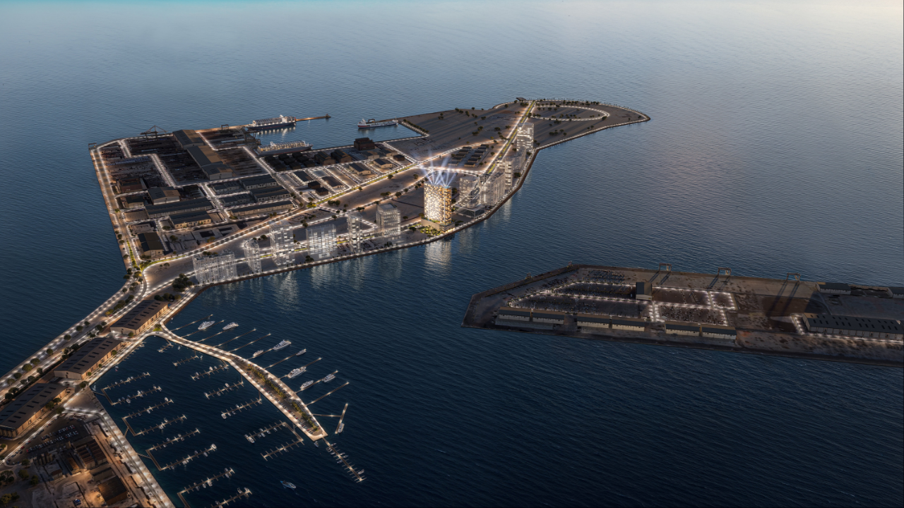 Maritime City Dubai aerial view